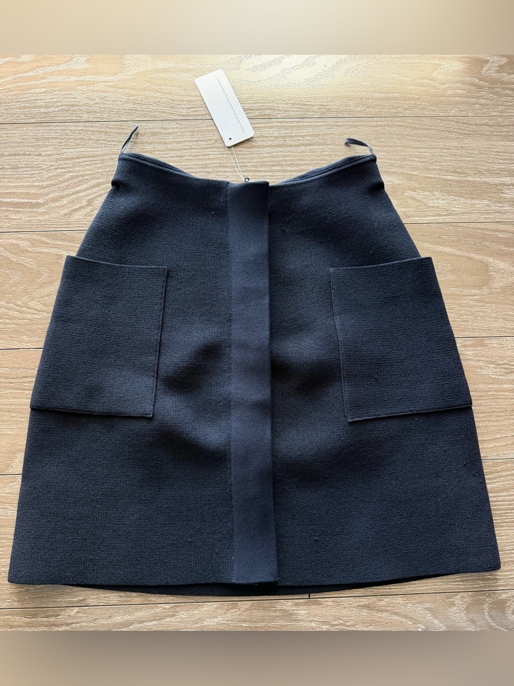 Scanlan Theodore Navy Mini Skirt with Front Patch Pockets